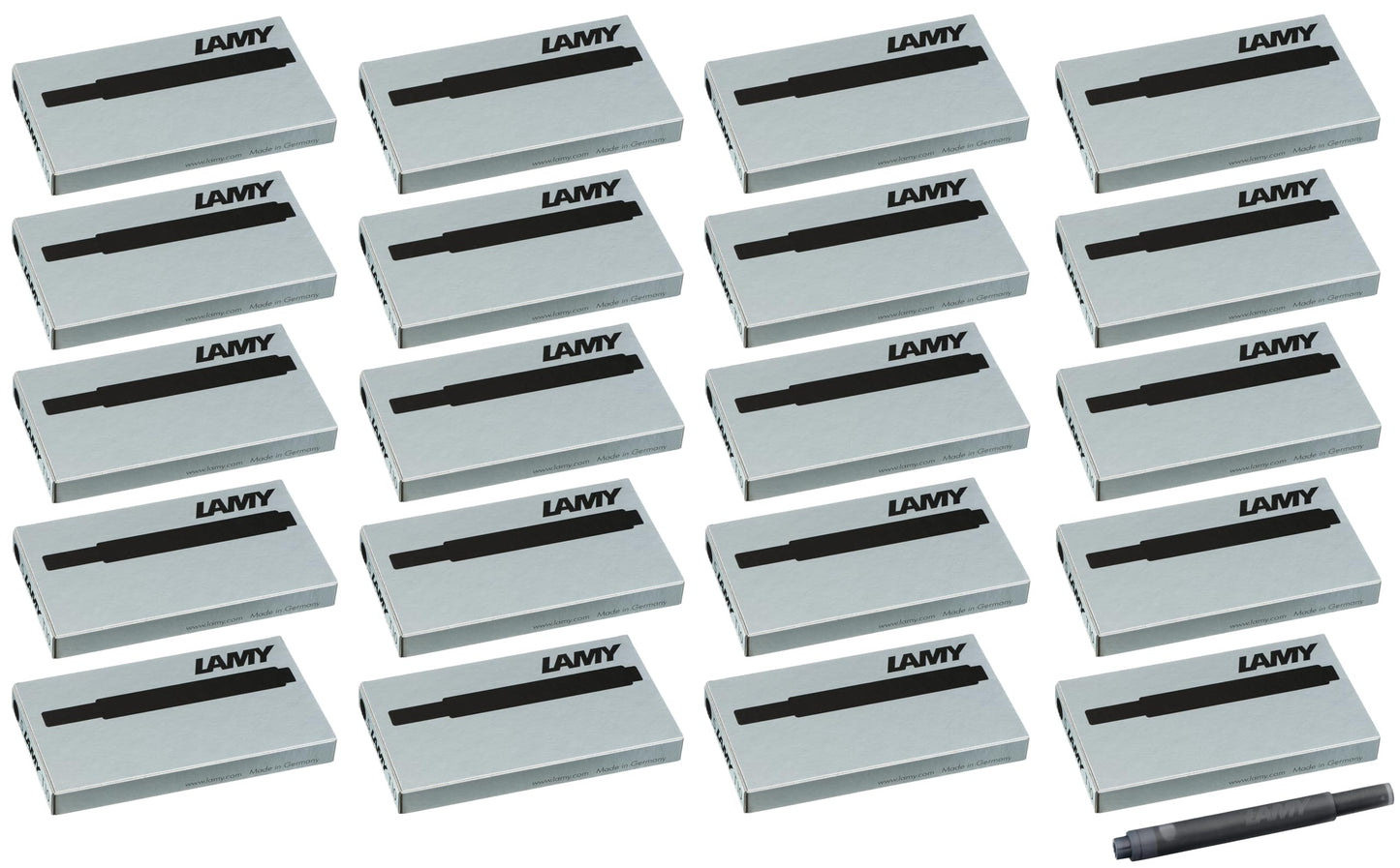 LAMY T10 ink cartridges with large ink capacity - suitable for all Lamy cartridge fountain pen models - 1.25ml content per cartridge (black, 100 cartridges)