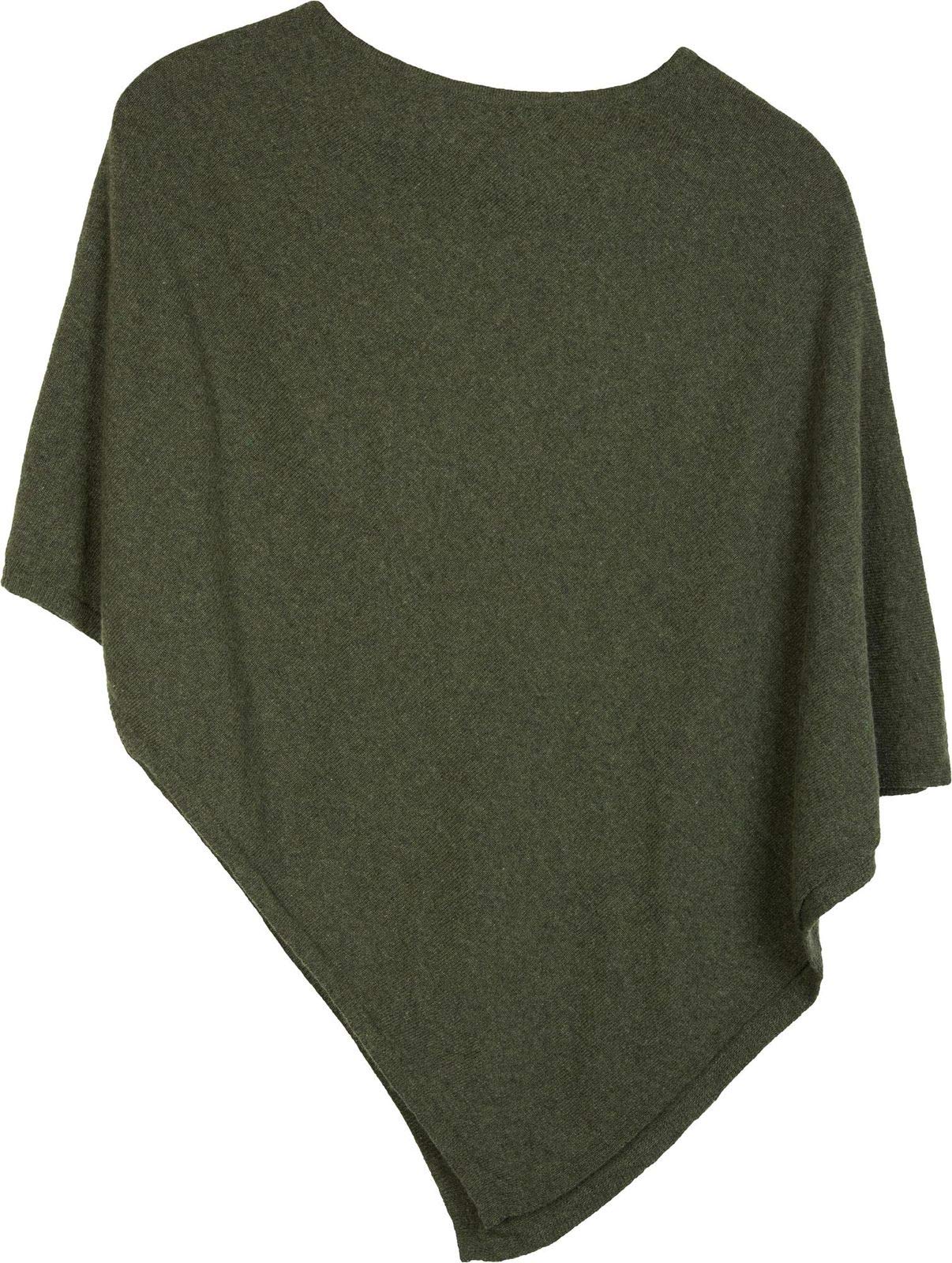 styleBREAKER women's fine knit poncho in solid colors, lightly asymmetrical cut, sleeveless, round neck 08010042, color: Olive