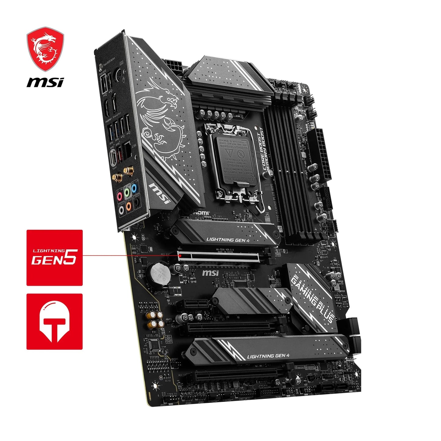 MSI Z790 GAMING PLUS WIFI motherboard, ATX - Supports Intel Core processors 12th, 13th, and 14th Gen, LGA 1700 - DDR5 Memory Boost 7200+MHz/OC, 1 x PCIe 5.0 x16, 4 x M.2 Gen4, 2.5G LAN, Wi-Fi 6E