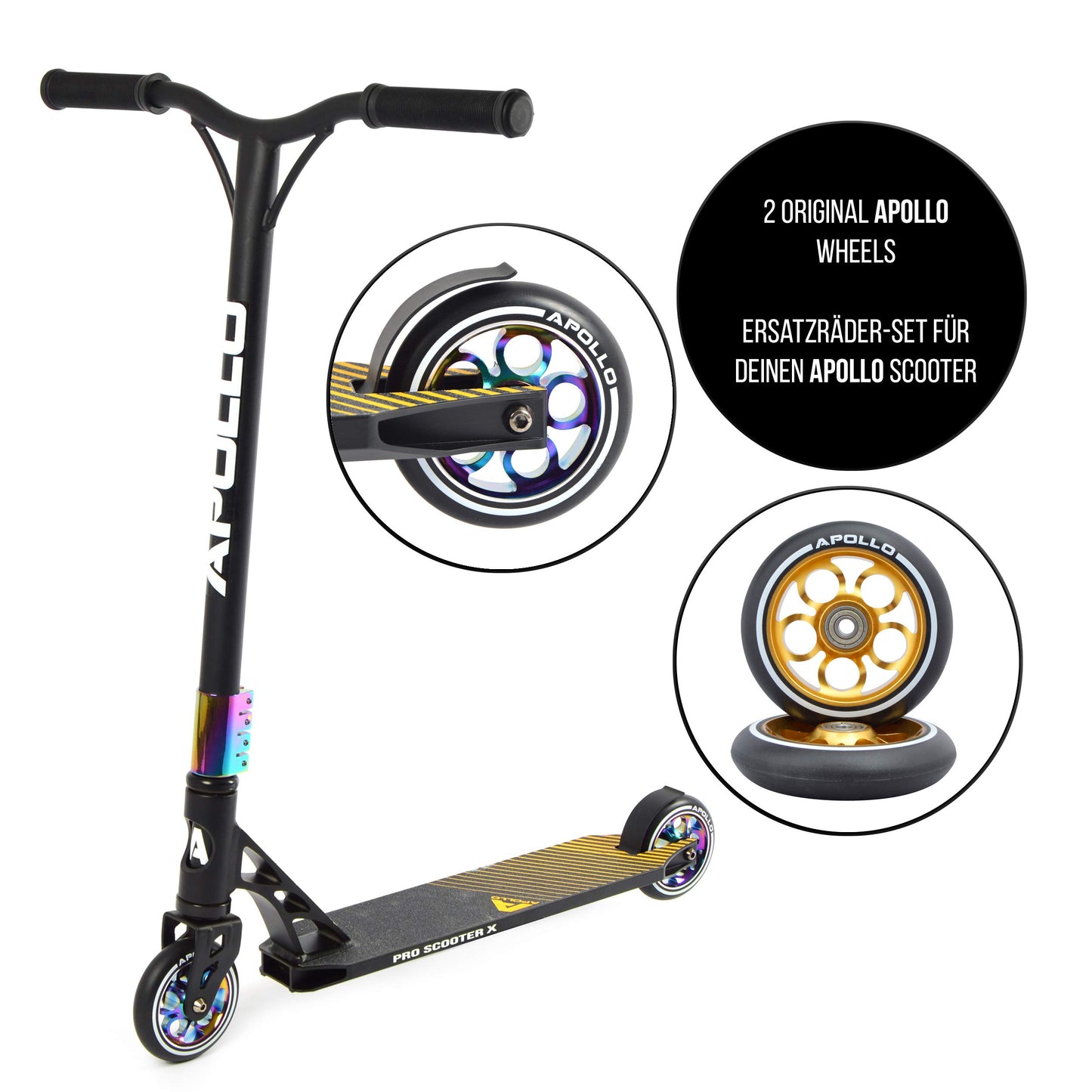 Apollo Stunt Scooter Replacement Wheel Set Pro Wheels - ABEC9 bearings, scooter wheel replacement wheels suitable for stunt scooters