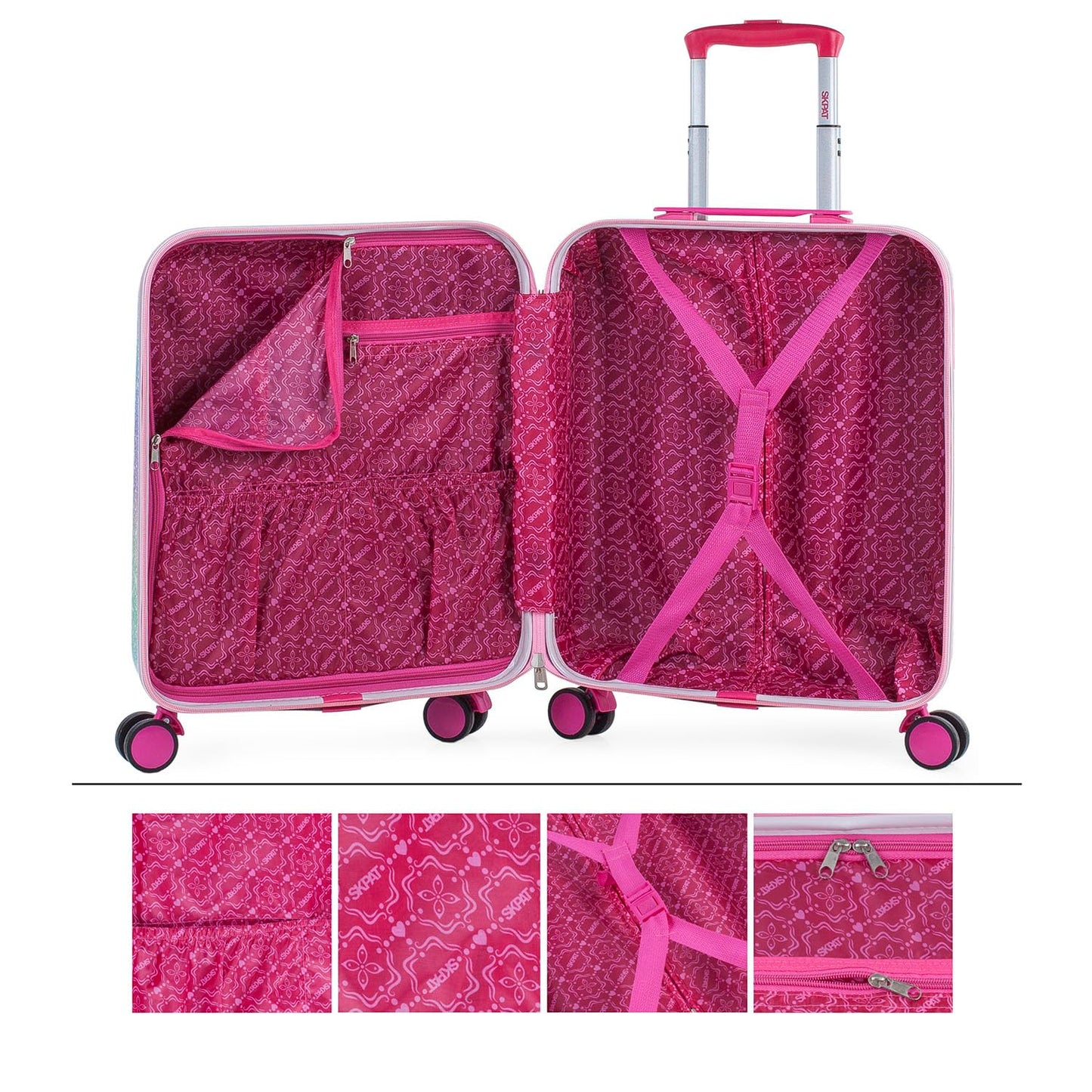 SKPAT - Children's suitcase, Rolloffs style carry-on trolley for girls, lightweight kids trolley, hand luggage, compatible with Ryanair TSA combination lock, Fuchsia.