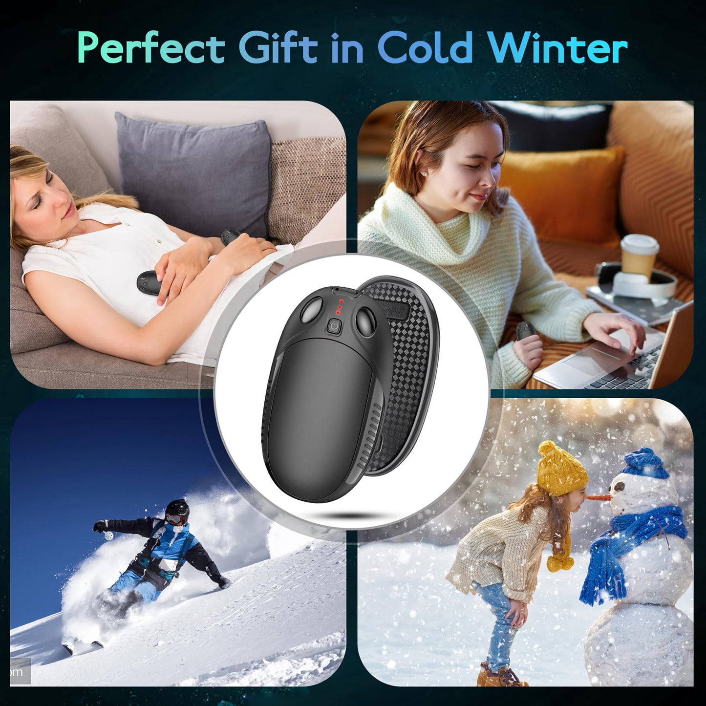 Electric hand warmer, 2-pack rechargeable hand warmer with 4 heat modes. Ideal warm gift for outdoor sports, golf, camping.