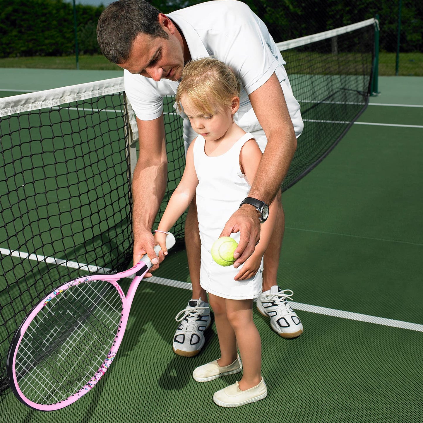 LUNNADE Kids Junior Tennis Racket, 19/21/23/25 inch youth tennis racket with cover, suitable for beginner boys and girls aged 3-12.