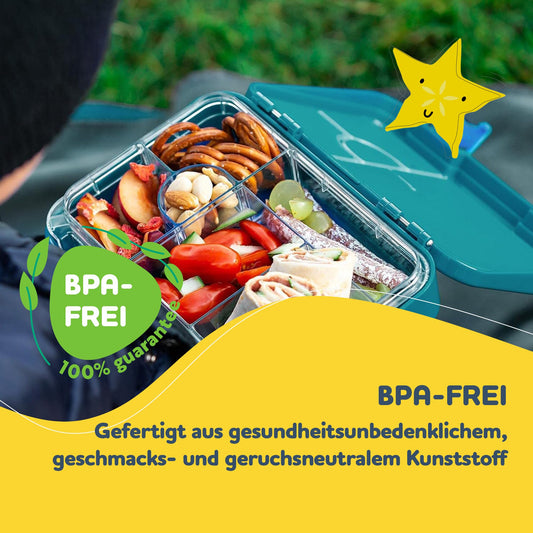 Chomp Chomp Junior lunch box for kids with compartments, colorful, divided & leak-proof, BPA-free lunchbox for daycare, bento box, safe snack box