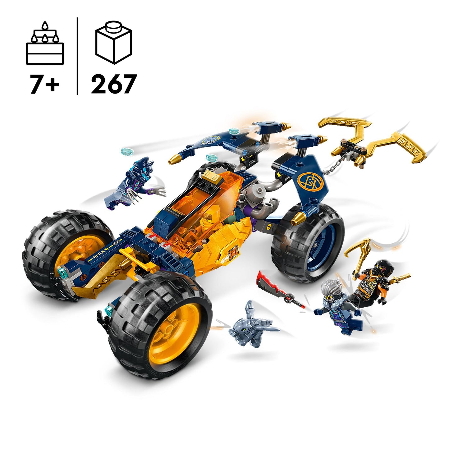 LEGO NINJAGO Arin's Ninja Terrain Buggy, ninja toy with car, dragon, and 4 mini-figures & NINJAGO Riyu the Baby Dragon, dragon toy.