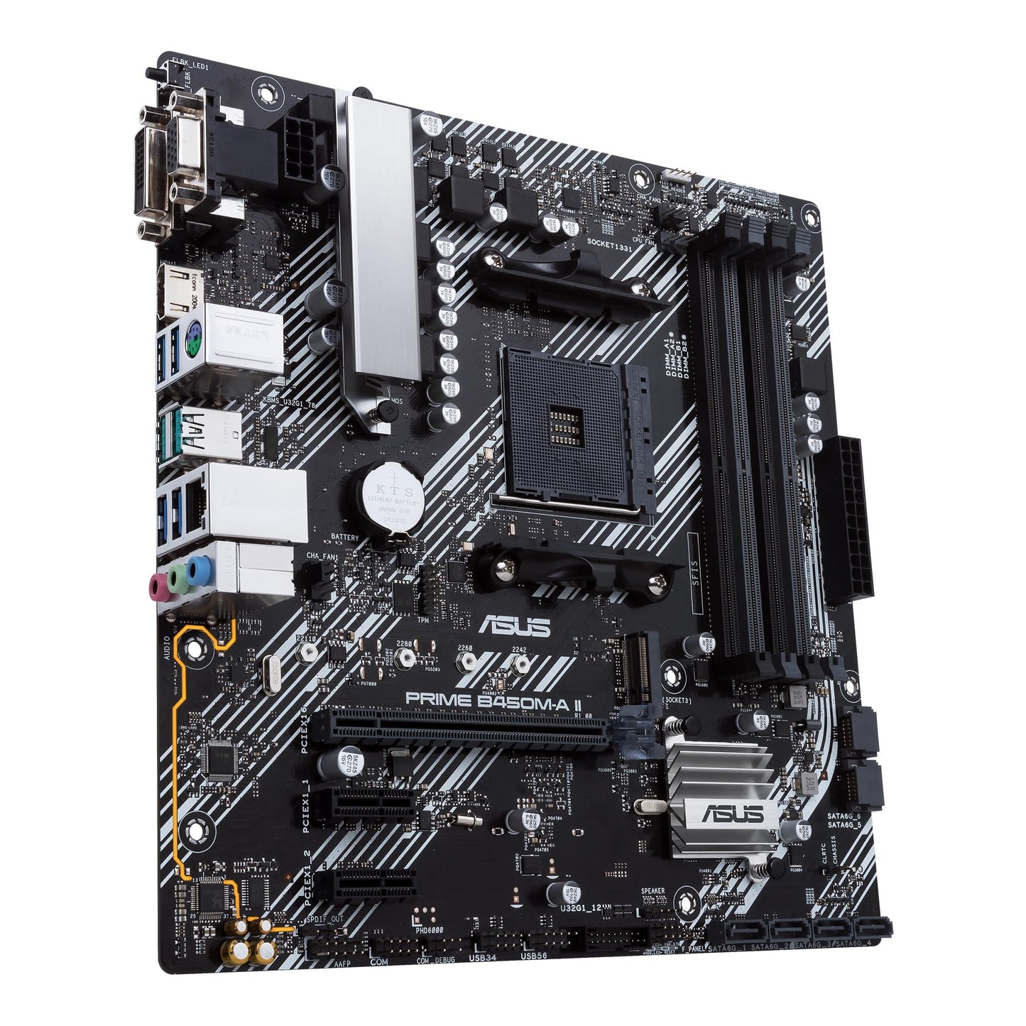Asus Prime B450M-A II motherboard Socket AM4 (mATX, AMD Ryzen, DDR4 memory, M.2, SATA 6Gbit/s, USB 3.1 Gen 2 Type-A, Aura Sync)