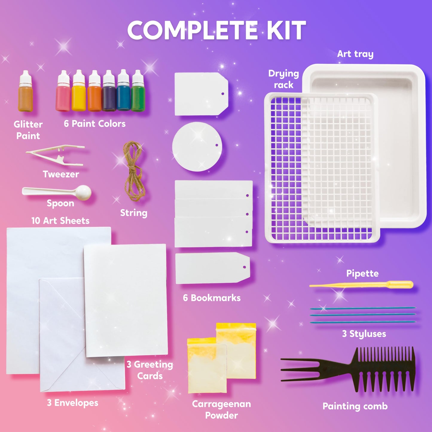 Clever Kits Water Marbling Paint for Kids, Magic Marbling Paint Art for Girls aged 6-12, Marbling Paint Kit for Boys, Crafting Sets for Activities, Birthday Gift