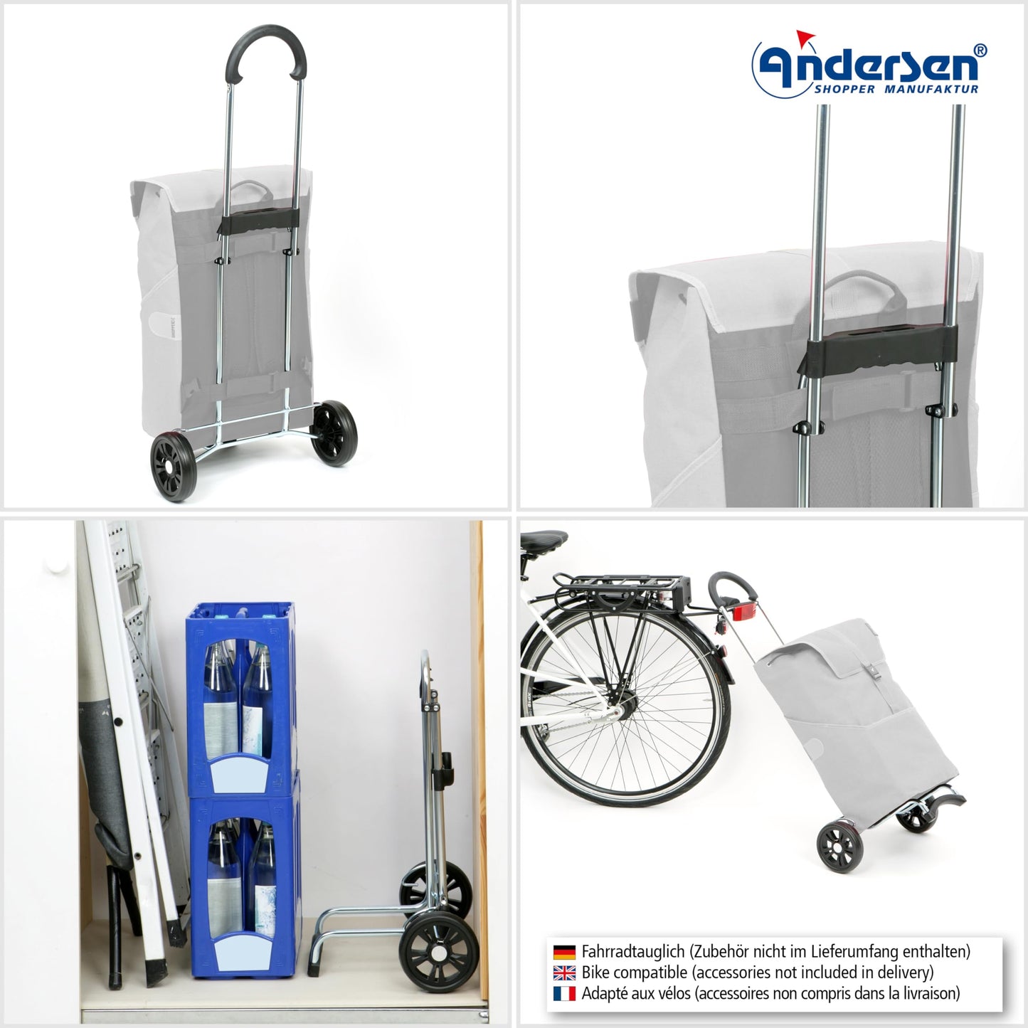 Andersen shopping trolley - foldable - 36 liters - capacity 40 kg - steel frame - trolley - wheel Ø 15 cm - Scala Shopper Ebba black