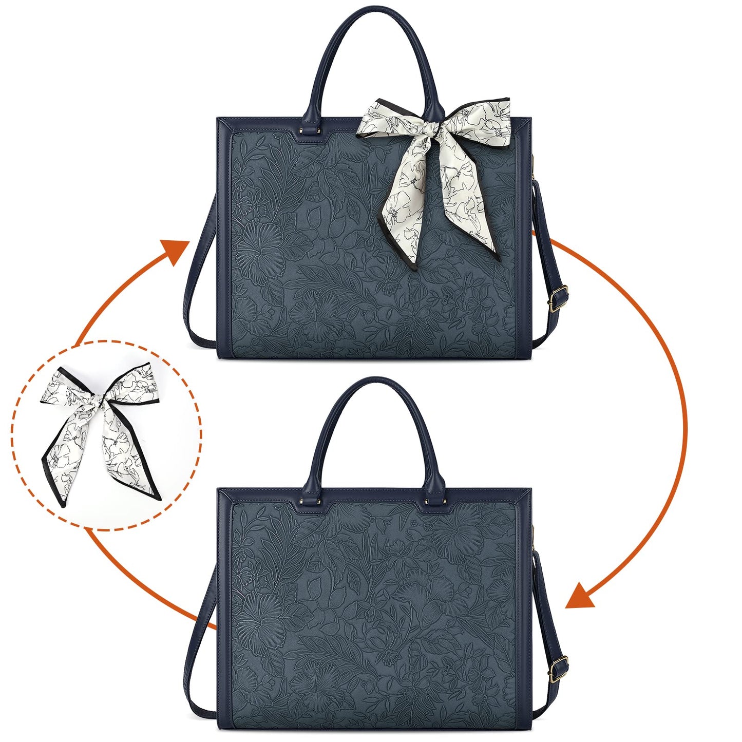 NUBILY women's handbag shopper large leather shoulder bag elegant big laptop shoulder bag work bag notebook bag 15.6 inch blue