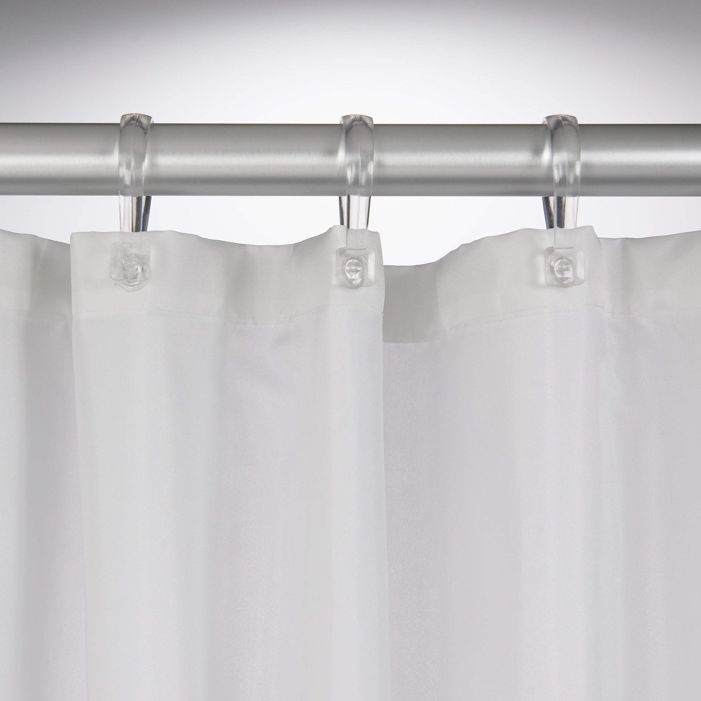Sealskin Complete Set Easy Roll Shower Curtain Rod, Chrome Matte, Shower Curtain Holder for custom installation, Aluminum & Madeira Fabric Shower Curtain, Color: White, W x H: 180 x 200 cm