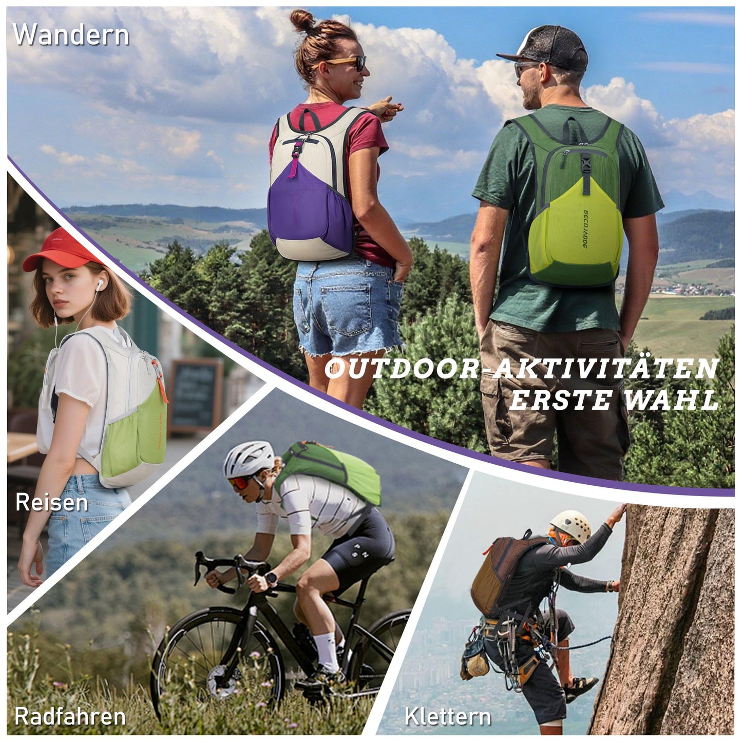 BECOJADDE 18L Hiking Backpack Men Small Backpack Women Lightweight Daypack Foldable Trekking Pack for Camping Outdoor Hiking Travel Chocolate Brown