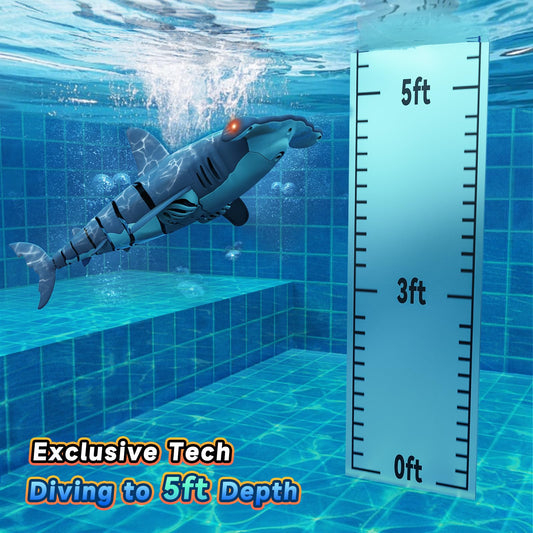 Remote Control Shark Toy with High Simulation, Summer Water Toy for Kids, Boys 6 years and older, fun party games for pool and bath (Blue)