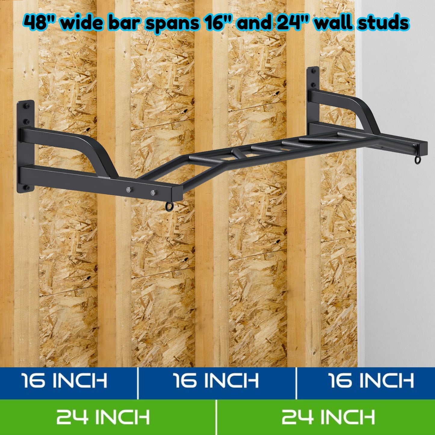 SELEWARE 48'' Wall Mounted High Performance Pull Up Bar, multifunctional pull up bar with cable pulley system for home gym, LAT pulldown training attachments, hanger for heavy bags.