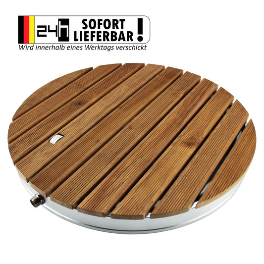 @tec Garden Shower Outdoor shower made of solid teak wood, Mobile floor shower for camping, Sauna & pool shower round with base plate for the garden, Outdoor Shower