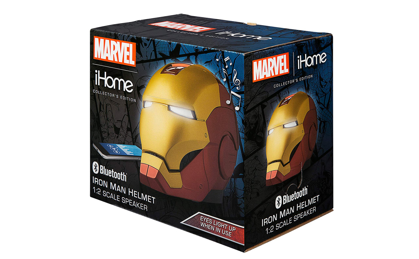 ekids Vi-B72IM Marvel Iron Man Helmet Bluetooth Wireless Speaker with glowing eyes portable Gold/red