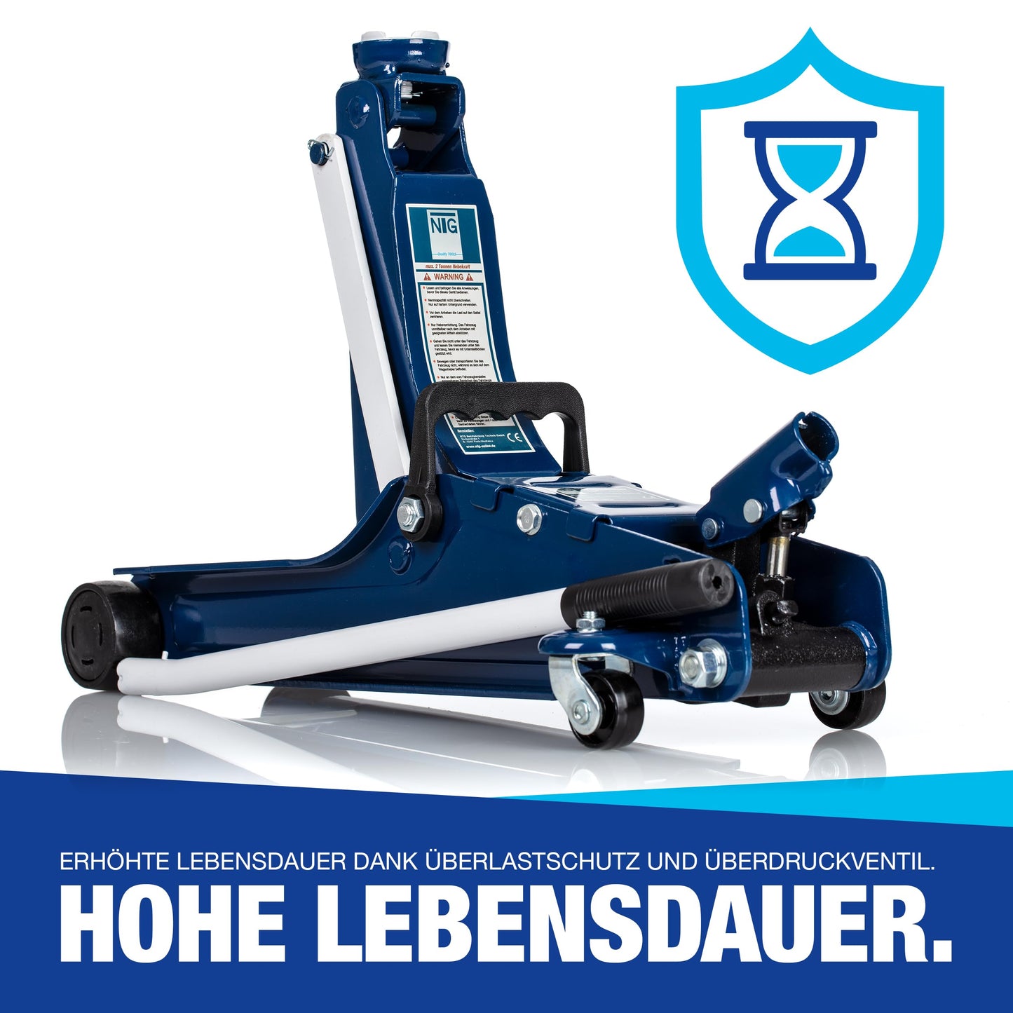 NTG Hydraulic Jack 2t -TUV Certified- Low Profile Floor Jack 2000kg 85-375mm Car Workshop, Cars & Lowered Vehicles - up to 2,000 kg Load Capacity