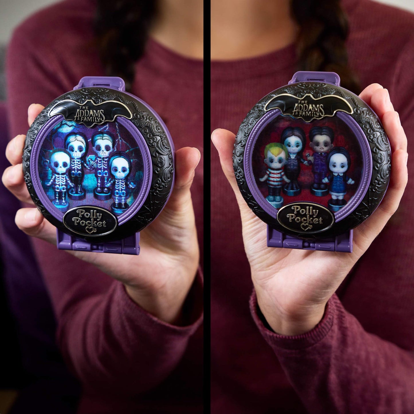 Polly Pocket Collector Playset, The Addams Family Case with 4 Special Edition Figures and 1 Accessory, HXW25