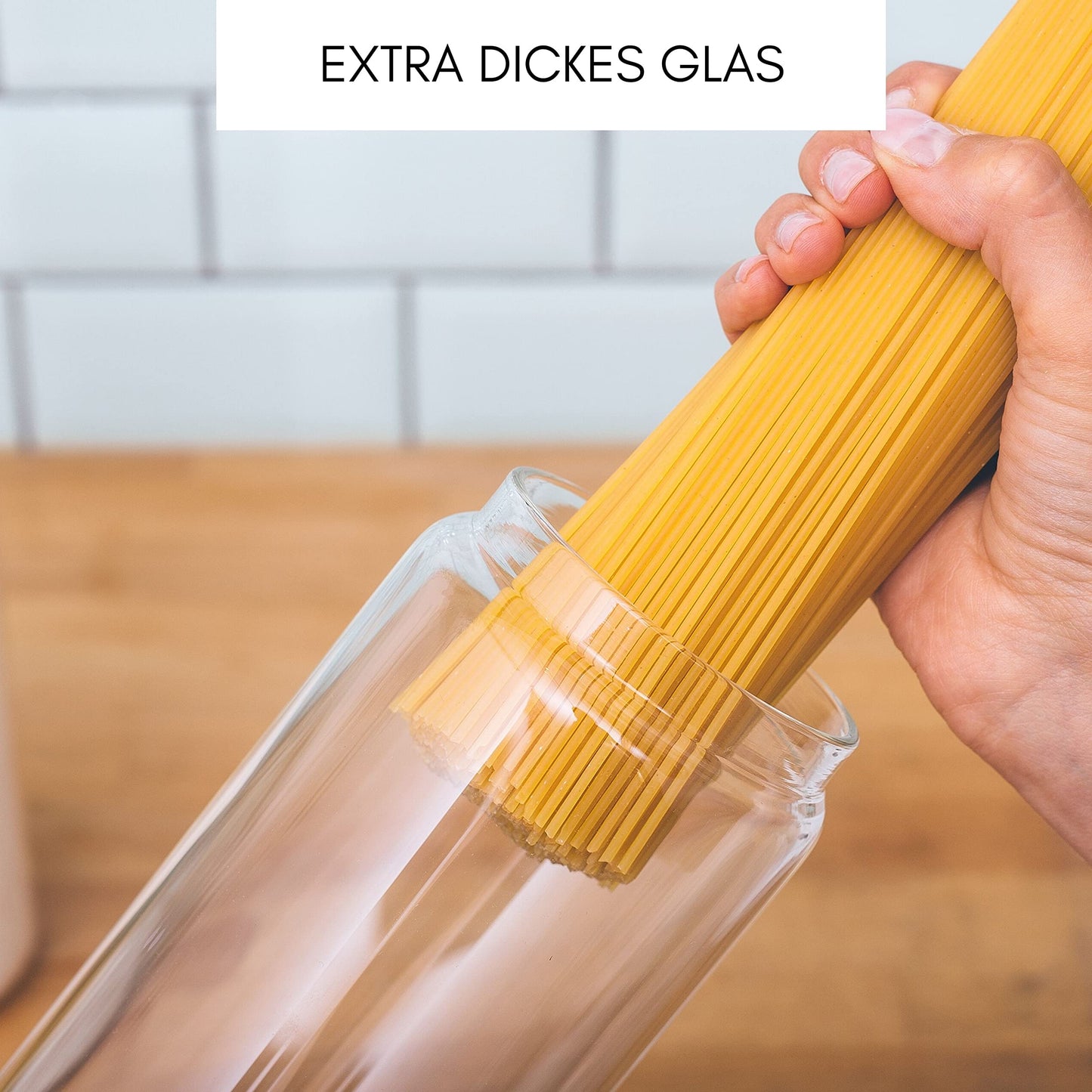 Econovo® Glass Storage Jars with Lid Set 1500ml (2 pieces) made of borosilicate glass, stackable and airtight, storage containers for spaghetti and food large and small, storage jars.
