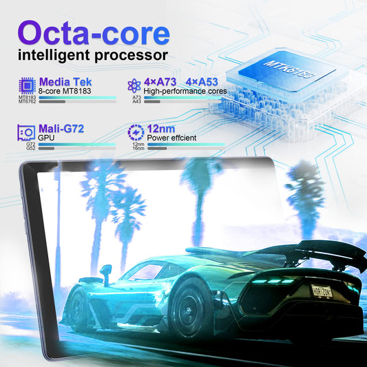 Kinstone Gaming Tablet, 10.1-inch touchscreen, Octa-Core CPU, 6GB RAM, 128GB ROM, 6000mAh battery, 5G WiFi, Widevine L1, 2MP+5MP camera, GPS, perfect gifts for kids to learn and play, Grey.