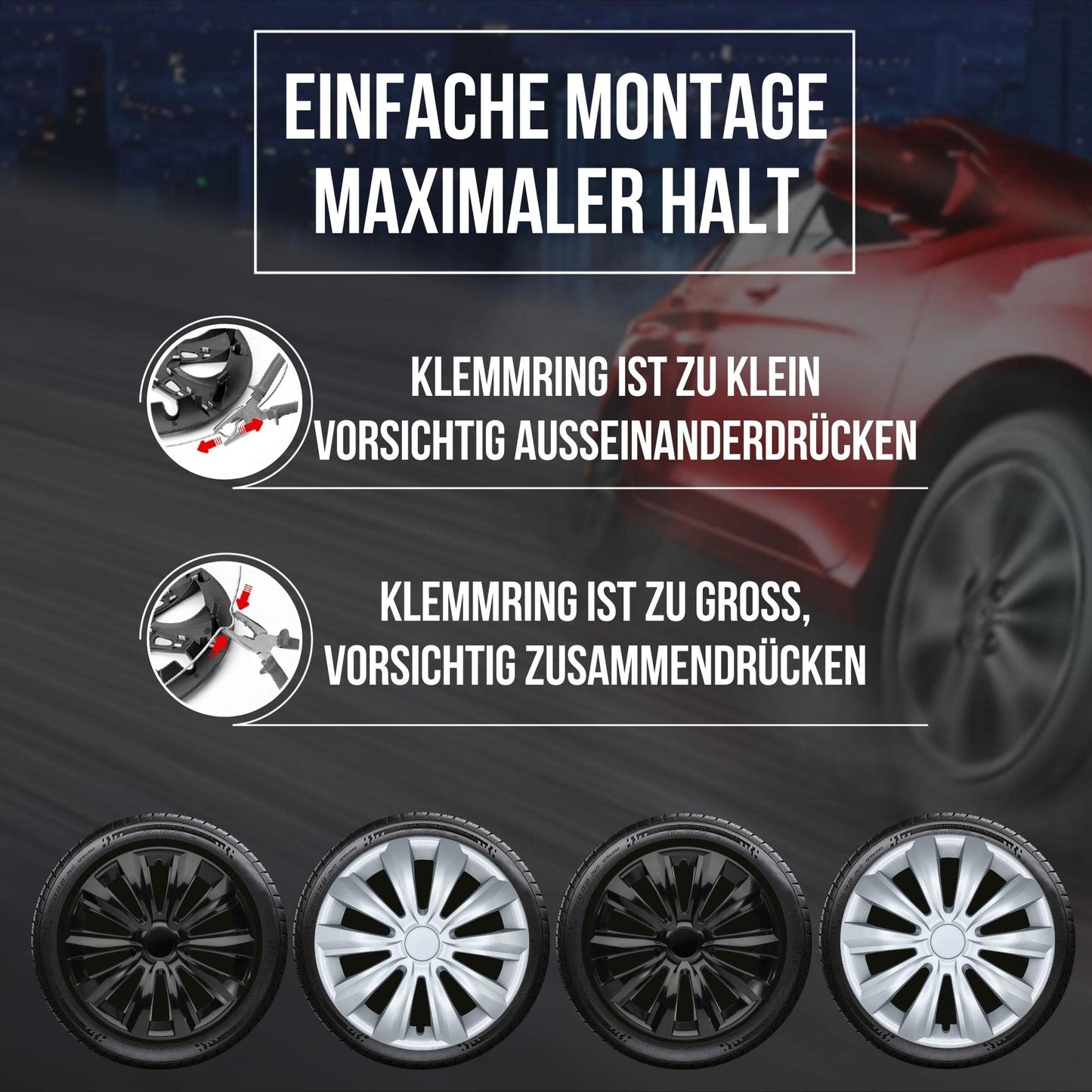 Albrecht 15 inch black wheel caps for steel rims - Delta hubcaps made of high-quality plastic - Durable wheel covers in original Albrecht packaging - Made in EU.