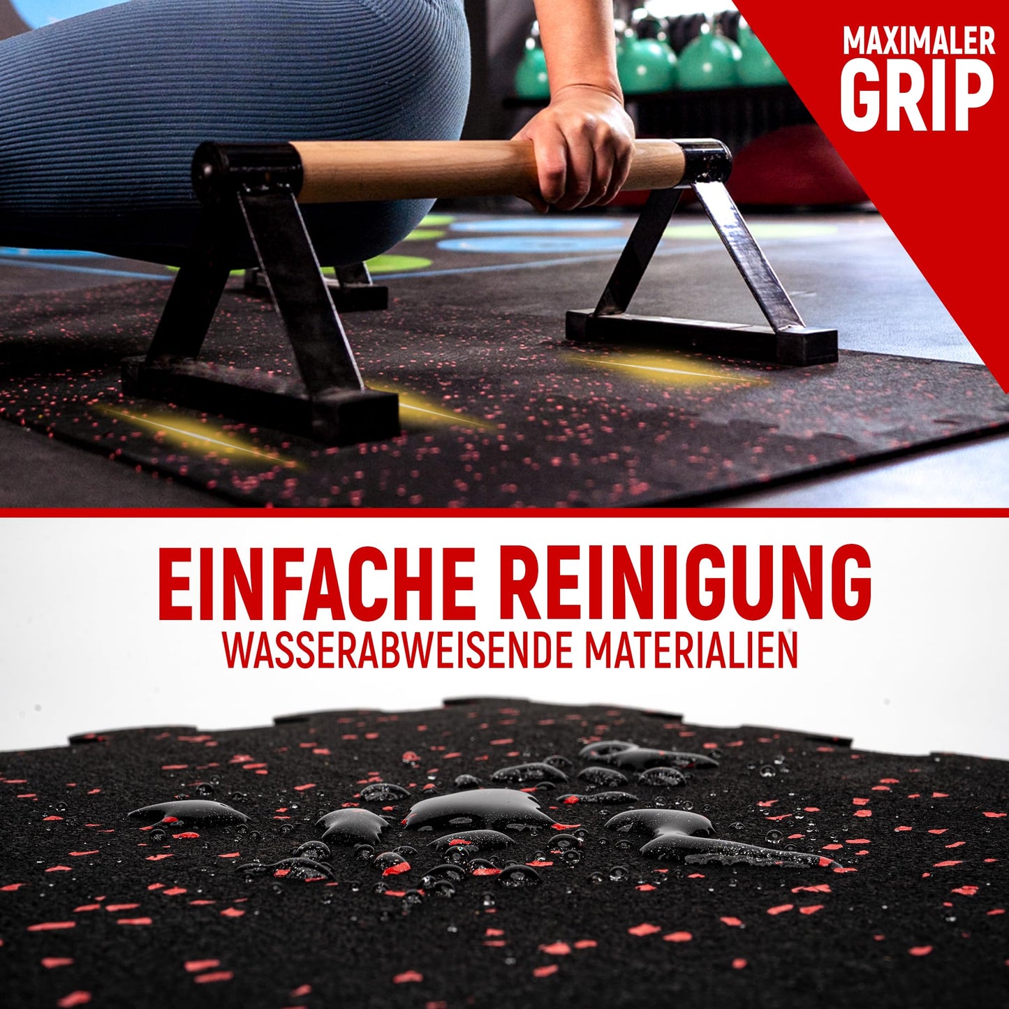 NEOLYMP Floor Protection Mat Fitness 1 x 8 Mats, extra thick and durable natural rubber - Puzzle Mat Fitness, Gymnastics Mat, Sports Mat, Fitness Mat