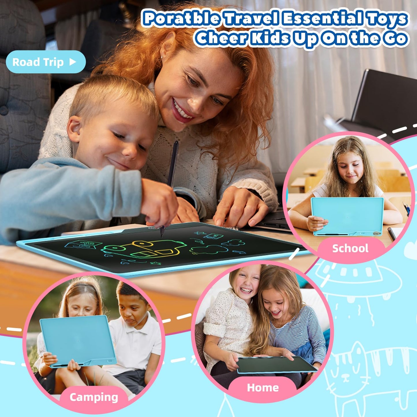 Kinayue LCD Writing Tablet for Kids, Rechargeable 16 Inch Drawing Board, Preschool Learning Toy Christmas Birthday Easter Gift 3 4 5 6 7 Year Old Girls Boys
