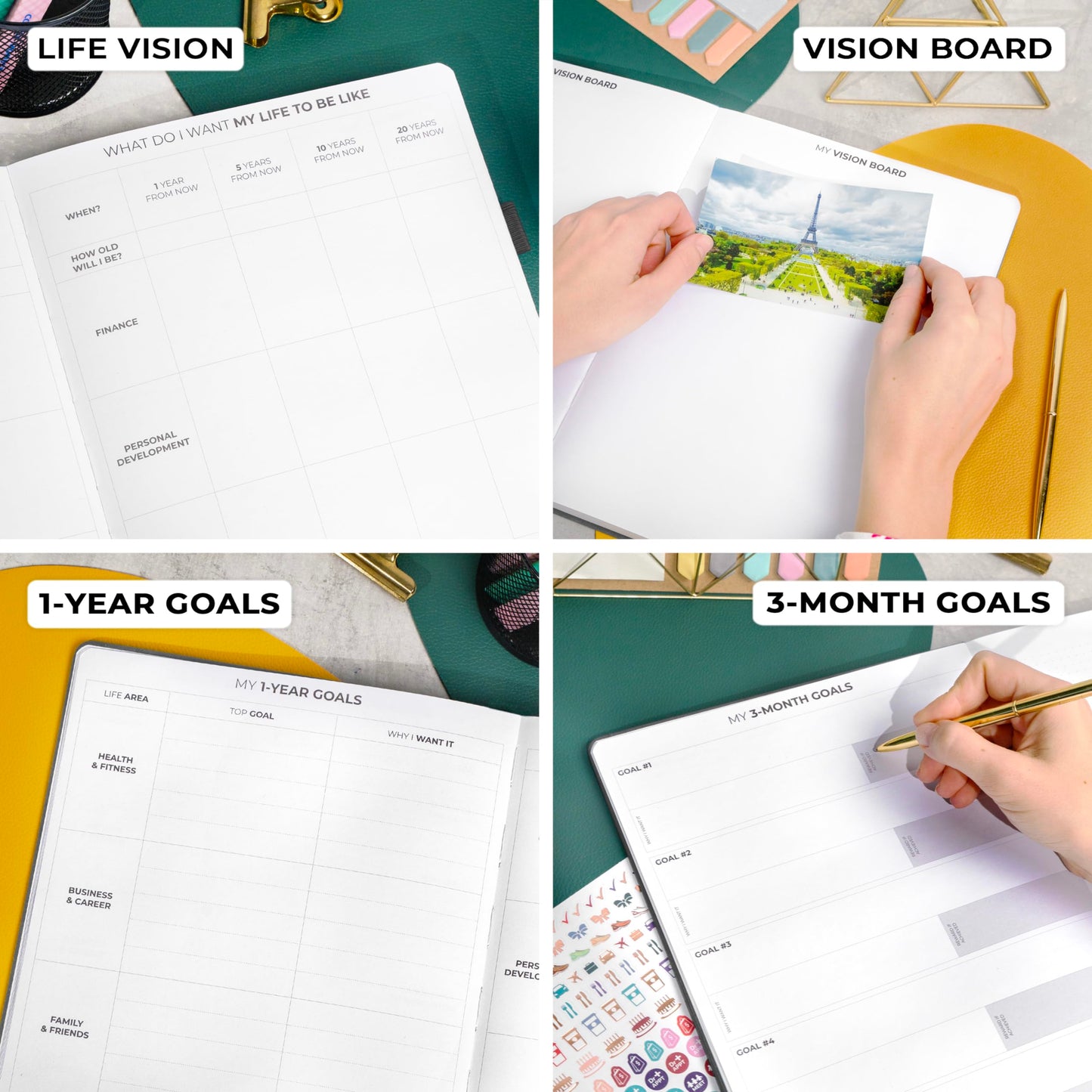 Clever Fox Planner PRO Premium Edition - Luxurious weekly and monthly planner + budget planner for productivity and goal achievement, undated, storage box, lasts for 1 year, Silver Black