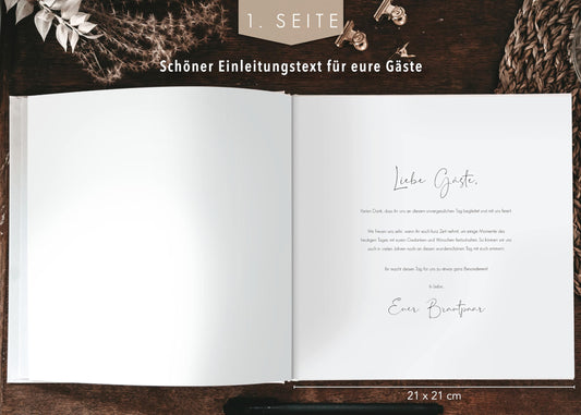 "Love and Air guestbook for wedding with fill-in questions, Vintage, gold foil accents, Hardcover - Eucalyptus"