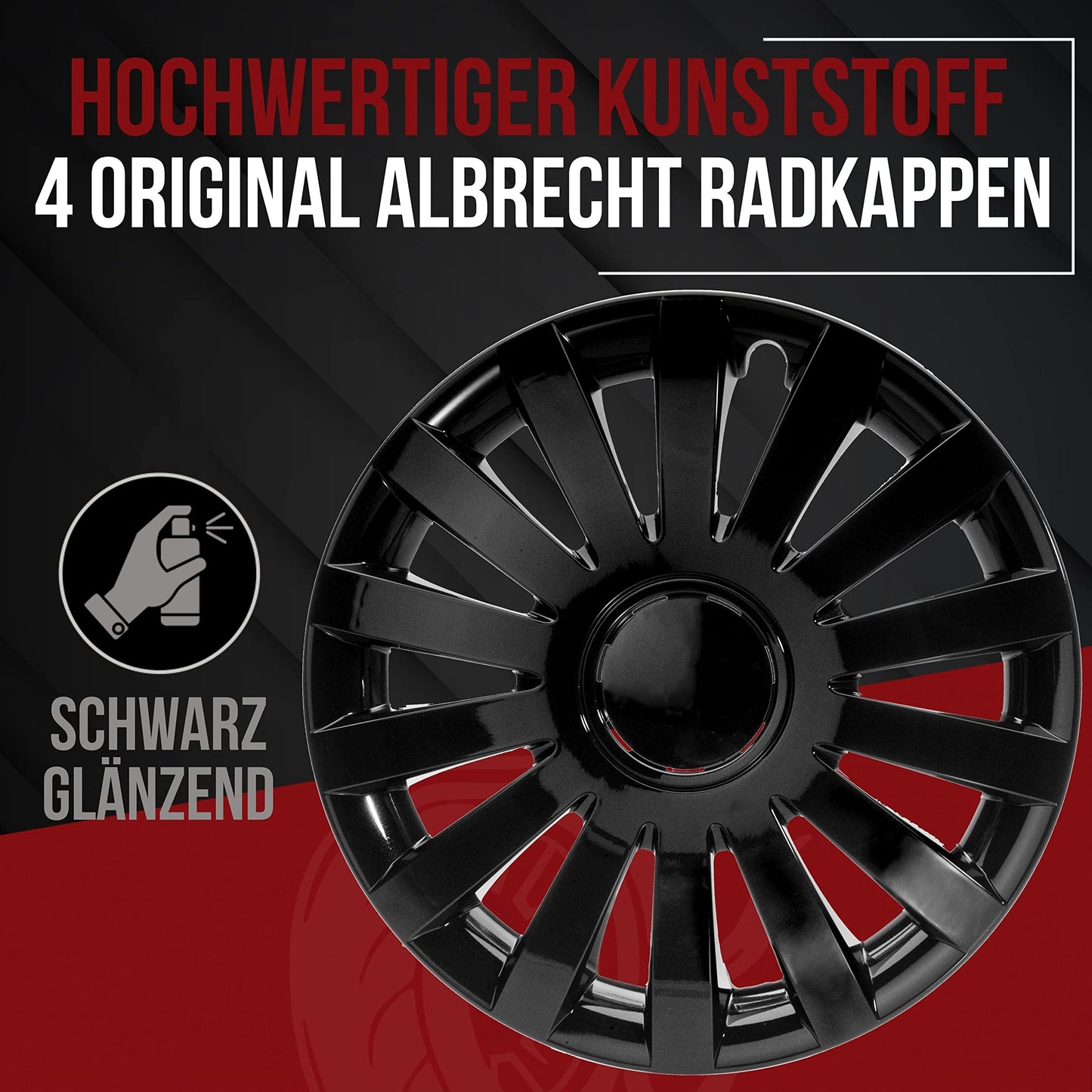 Albrecht 13 inch wheel covers in black for steel rims - Wind hubcaps made of high-quality plastic - Durable wheel covers in original Albrecht packaging - Made in EU