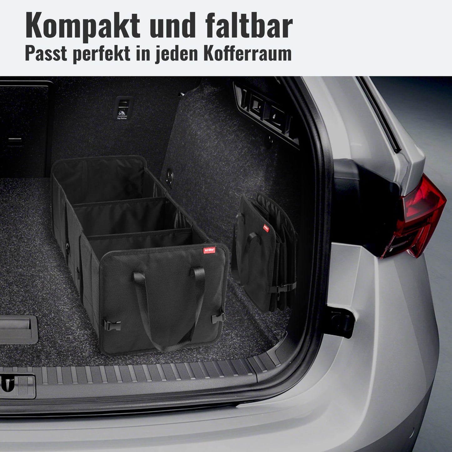 Achilles foldable car trunk box, car organizer, size-adjustable trunk bag, foldable basket, car bag, size-adjustable trunk organizer, velcro attachment on the bottom, 72 x 33 x 30 cm.