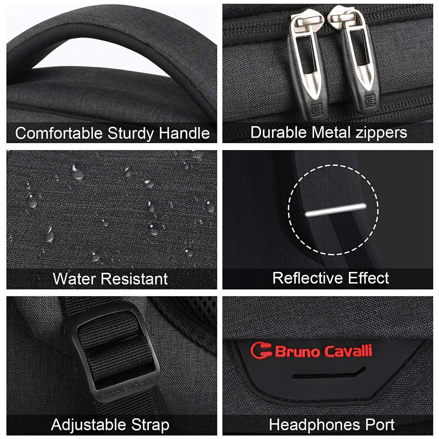 Marcello laptop backpacks with USB charging port for men and women for work school college school backpack for boys teenagers with laptop compartment & anti theft pocket (black, 15.6 inch)