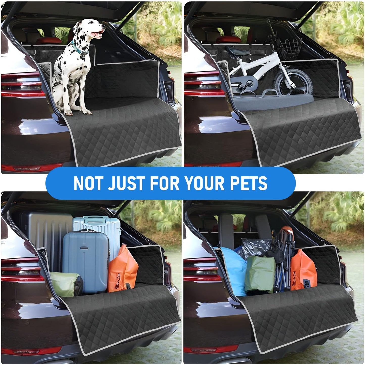 AUSYIWI Trunk Protector with Bumper Guard, Cargo Liner, Quilted Dog Blanket with Storage Bag, Universal Car Mat for Dogs, Water Resistant, Scratch Resistant & Easy to Clean