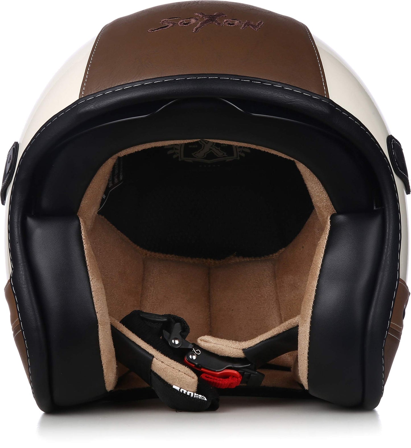 SOXON® SP-888 Pro "Urban Cream" · Jet helmet · Motorcycle helmet Scooter helmet Scooter helmet Moped helmet Chopper · ECE 22.05 Sun visor Leather design Quick release SlimShell bag XL (61-62cm)