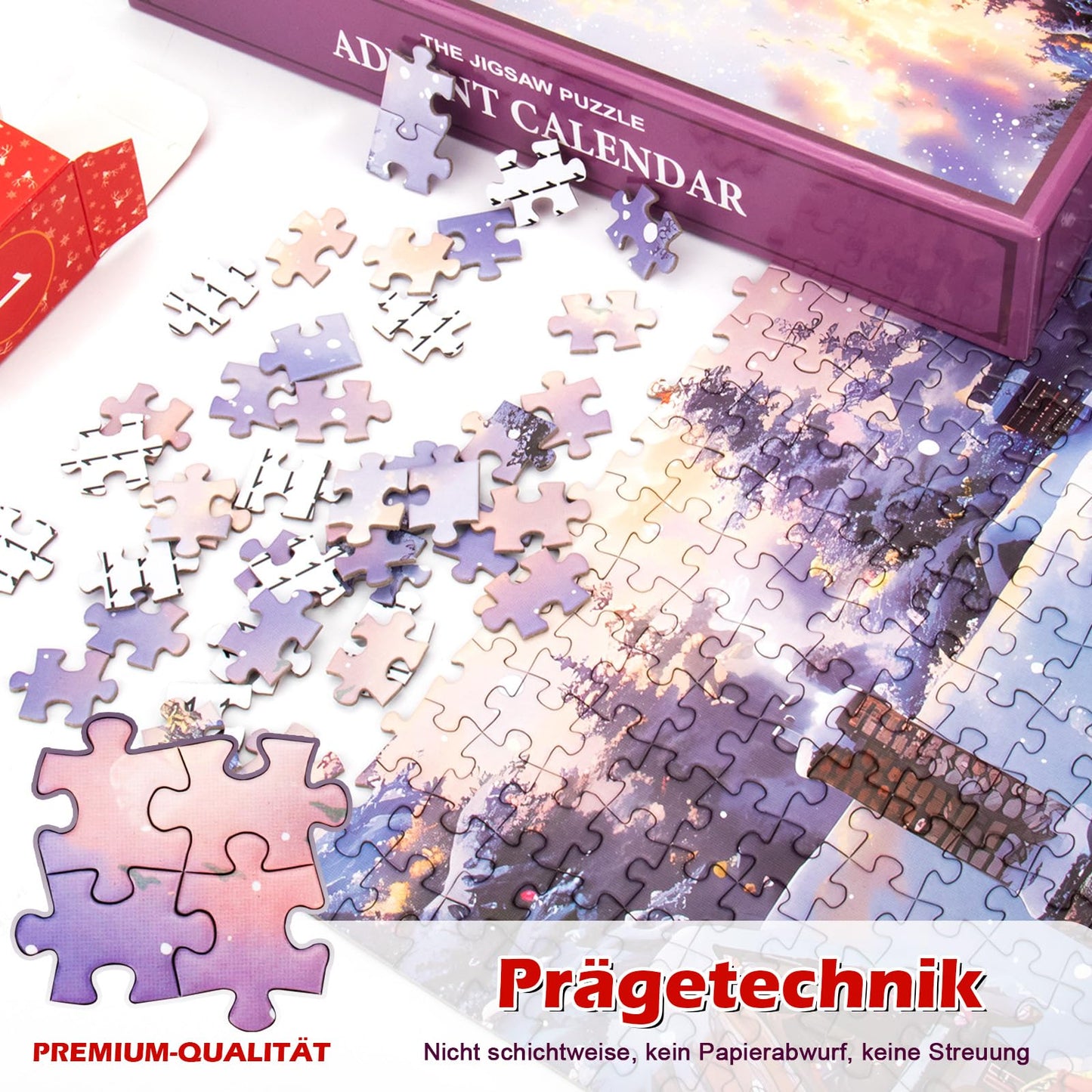 peiranup Jigsaw Puzzle Advent Calendar 2025, Family Vacation Puzzle 1008 Pieces Puzzles, 24 Boxes Puzzles for Countdown to Christmas, Home Decoration, Christmas Gifts for Adults