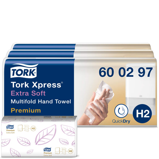Tork Xpress extra soft Multifold Paper Towels 600297 white, 21 x 100 sheets & Xpress Tabletop Dispenser for Multifold Paper Towels 552200, Elevation Design - white