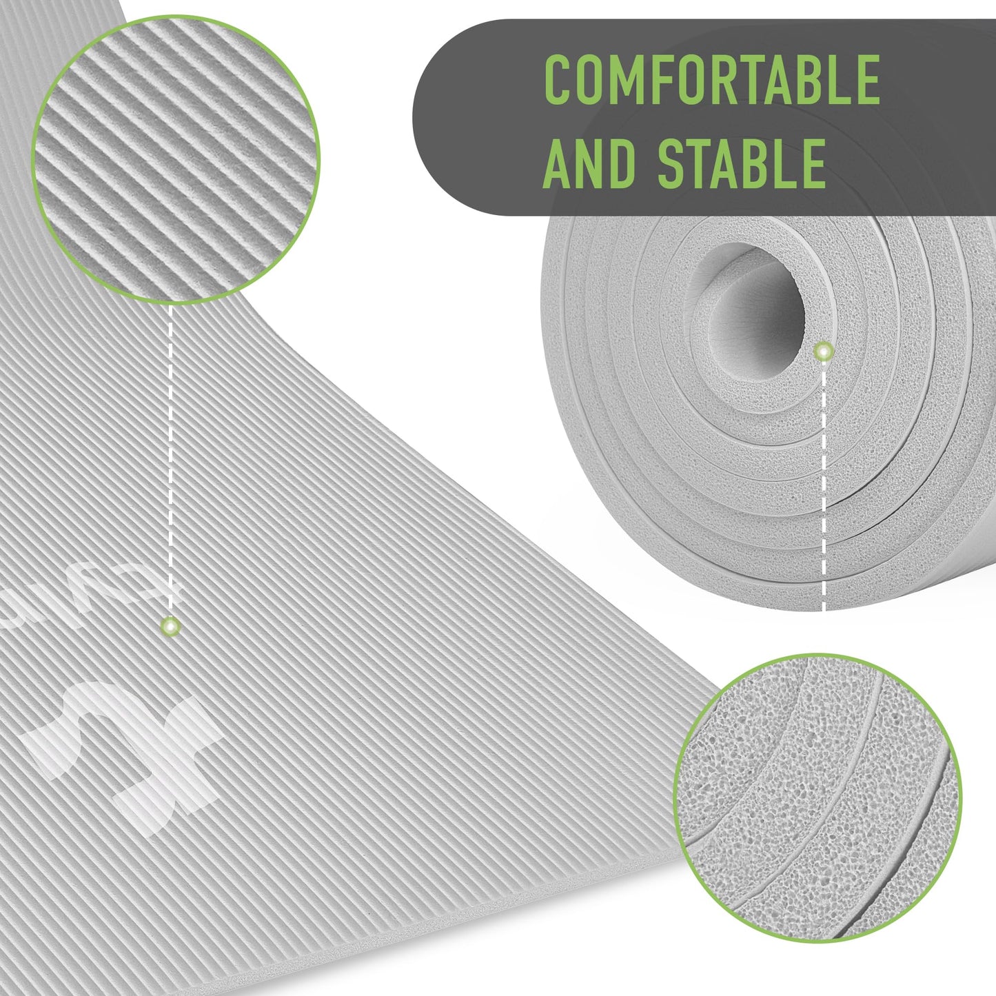 Tylmex non-slip yoga mat 8mm thick | Fitness, Pilates & gymnastics mat for home & outdoor | NBR sports mat with carrying strap & online exercise guide - Gray