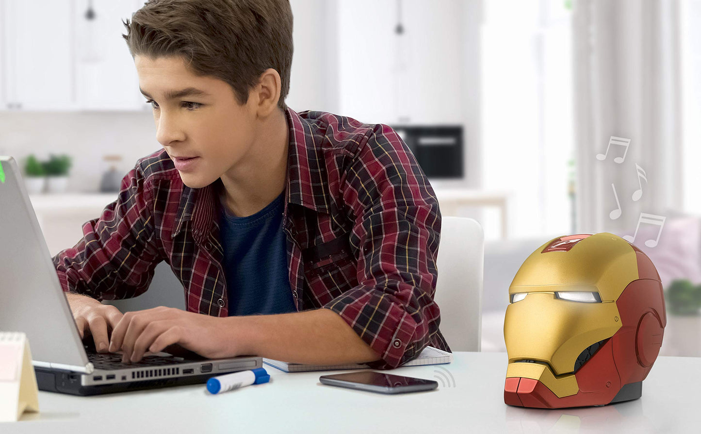 ekids Vi-B72IM Marvel Iron Man Helmet Bluetooth Wireless Speaker with glowing eyes portable Gold/red