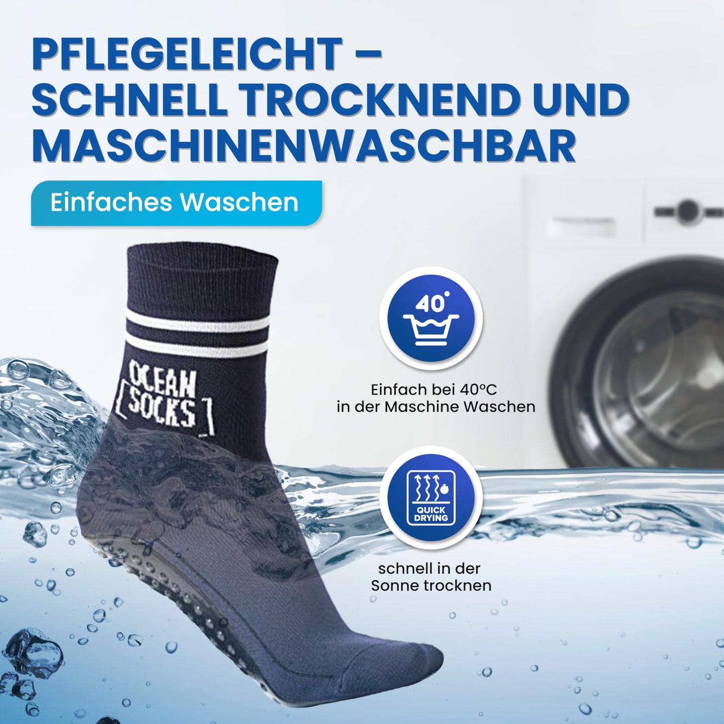OceanSocks beach socks - barefoot socks with sole for beach, water, mudflat, boat & trampoline - aqua shoes for women, men & children.