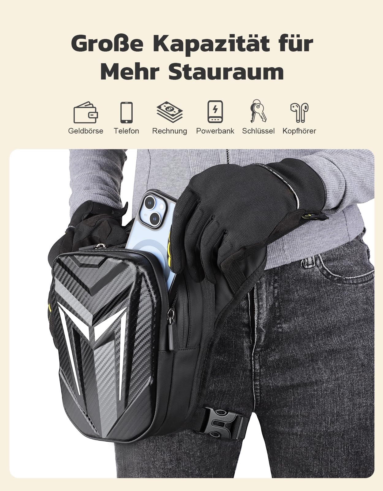 Mohard leg bag motorcycle, waterproof thigh pouch fanny pack, durable Eva motorcycle leg bag, expandable storage tank bag, sport shoulder bags for cycling, hiking, climbing.