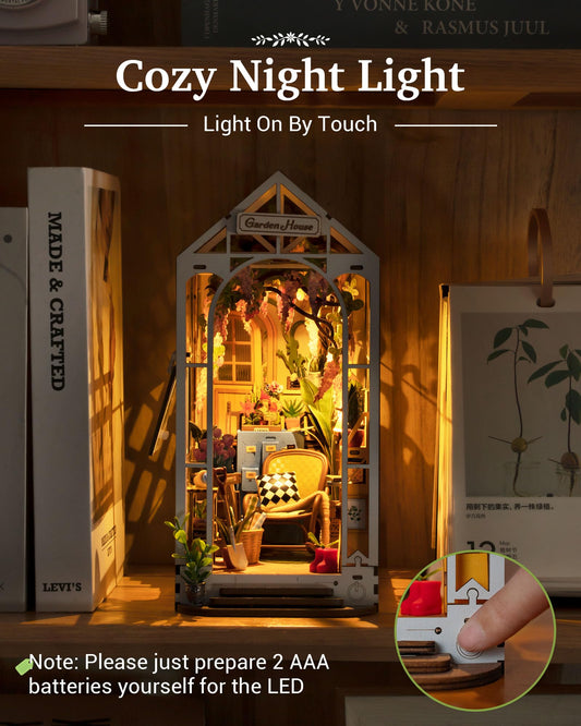 Rolife Book Nook Kit for Adults DIY Miniature House with Light for Bookshelf Library Decoration 3D Wooden Puzzle Bookends Adult Booknook Gifts for Women
