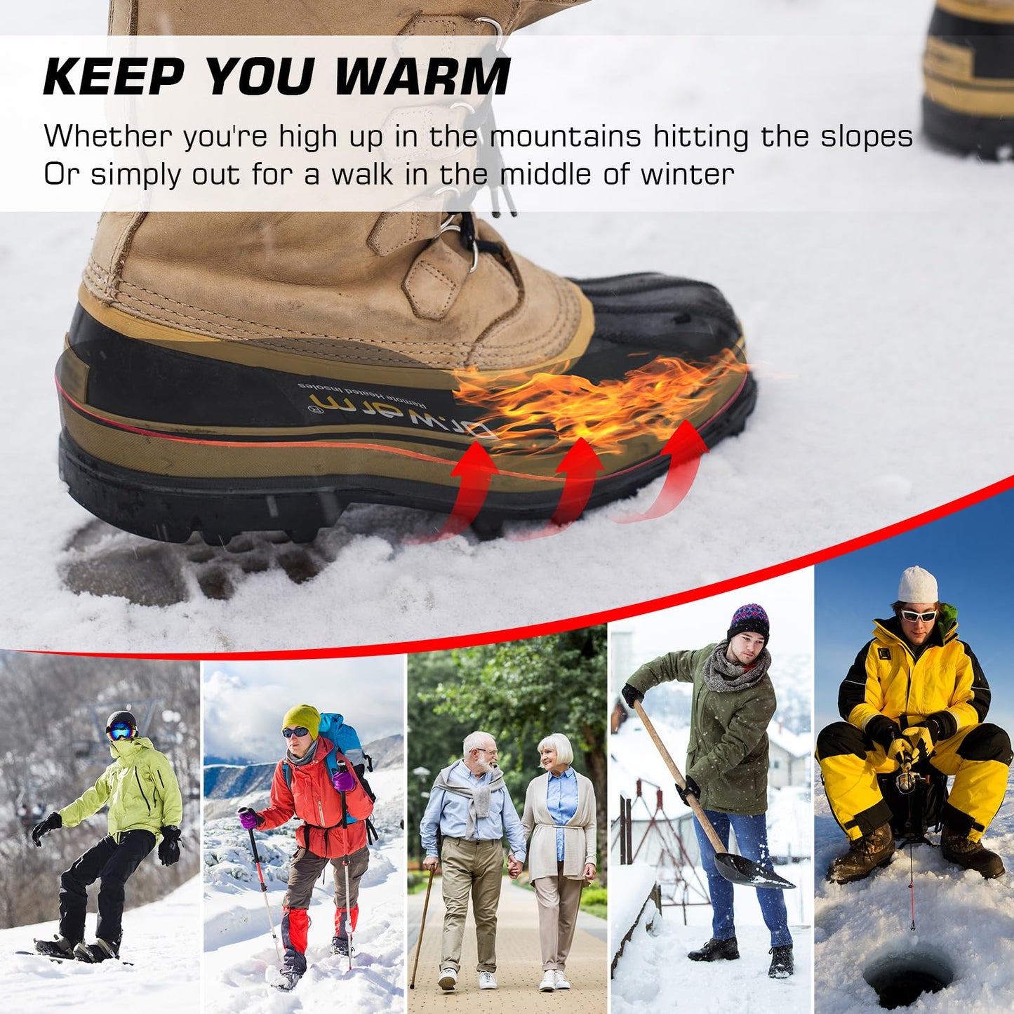 Dr. Warm Heated Insoles, Remote Control Thermal Insoles, Rechargeable Heated Shoe Inserts for Men & Women, Foot Warmers for Camping, Hiking, Skiing, and Outdoor Work (Black, S)