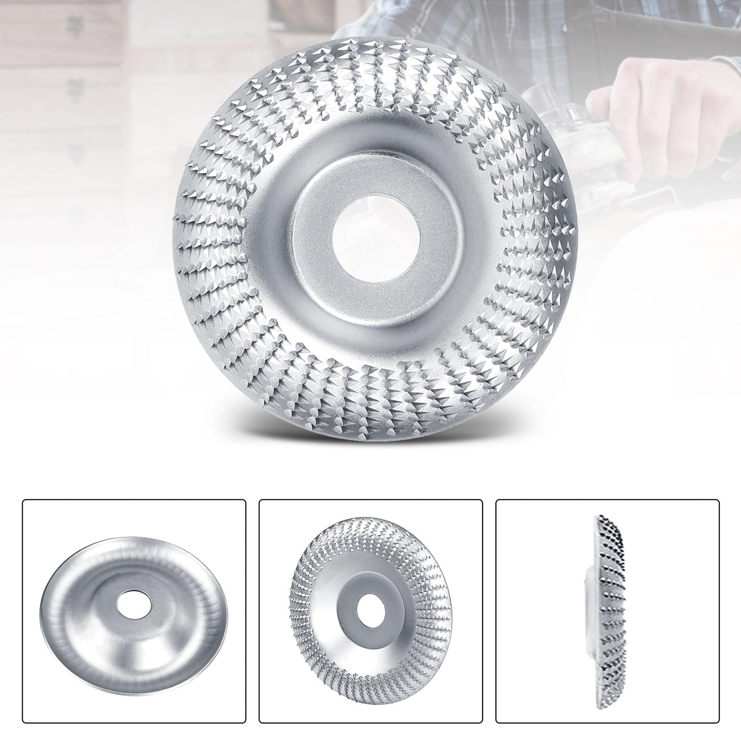 3 pieces of wood sanding discs for angle grinder - grinding discs, woodworking tools for carving and sanding wood, softwood, hardwood (silver)