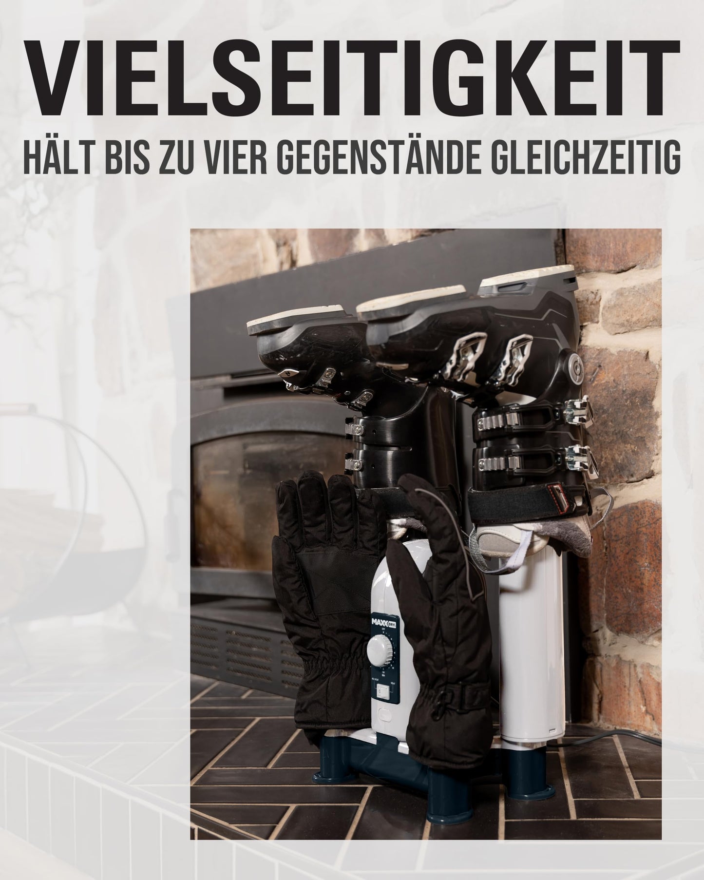 MaxxDry Pro Shoe, Boot & Glove Dryer - Dries 4 items in 60 min, prevents odors & bacteria, for all fabrics, includes extension, 180cm cord, 240W, 1-year warranty.