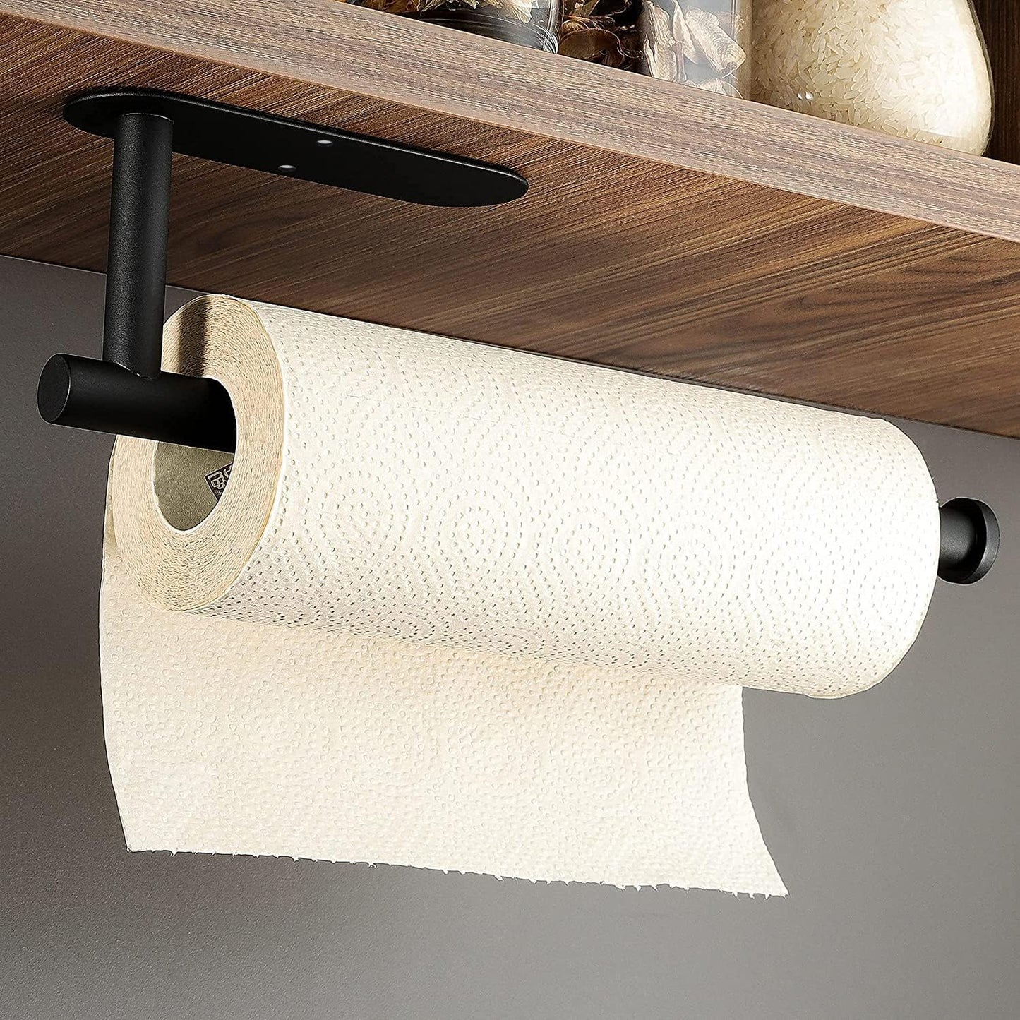 KEGII 2-piece kitchen roll holder without drilling - stainless steel paper towel holder black roll holder for kitchen.