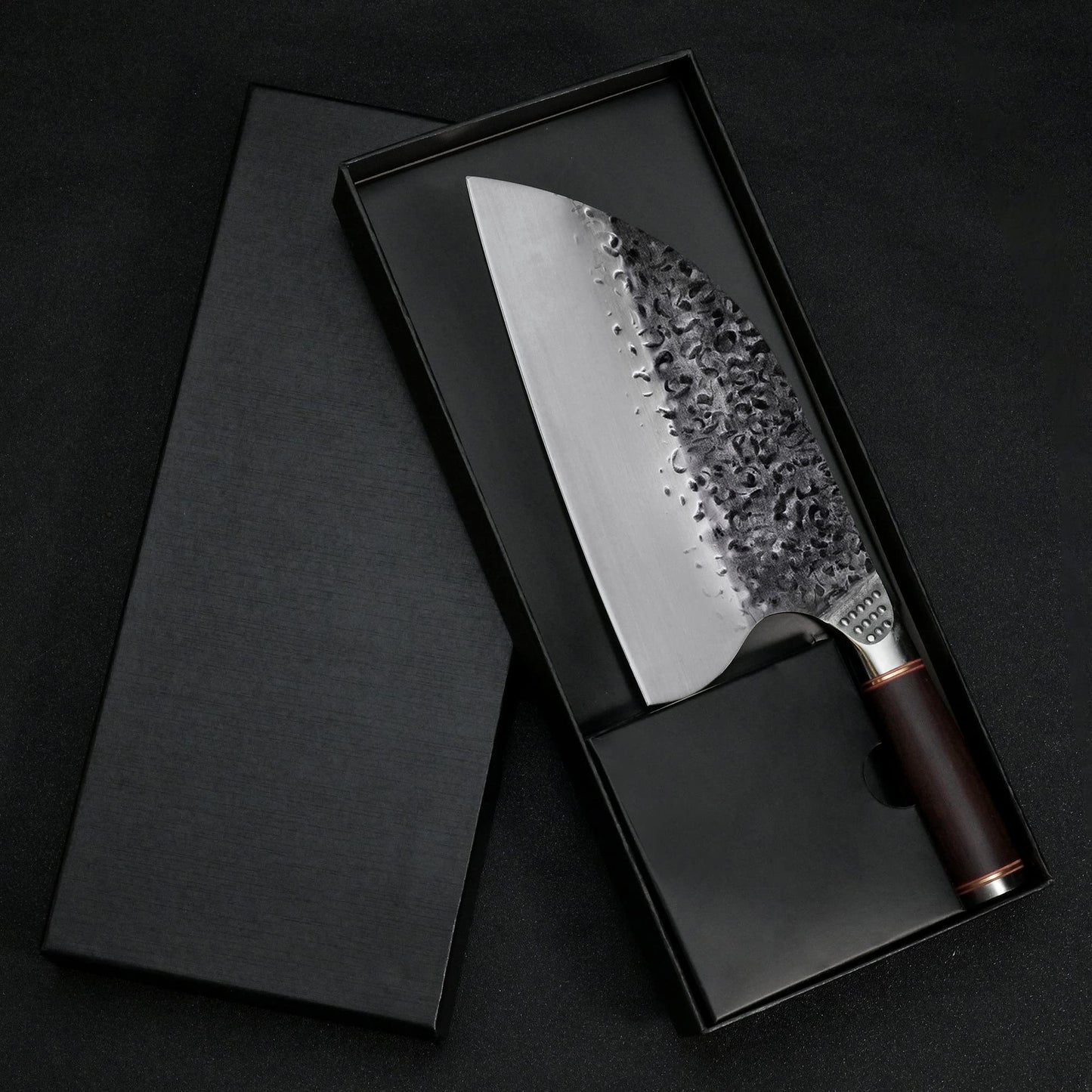 Promithi kitchen knife, chef knife, Santoku knife, utility knife, household knife, silver and black, stainless steel, 12 inches, 7.8 inches, 3.6 inches, 511 grams, forged, dishwasher-safe: No