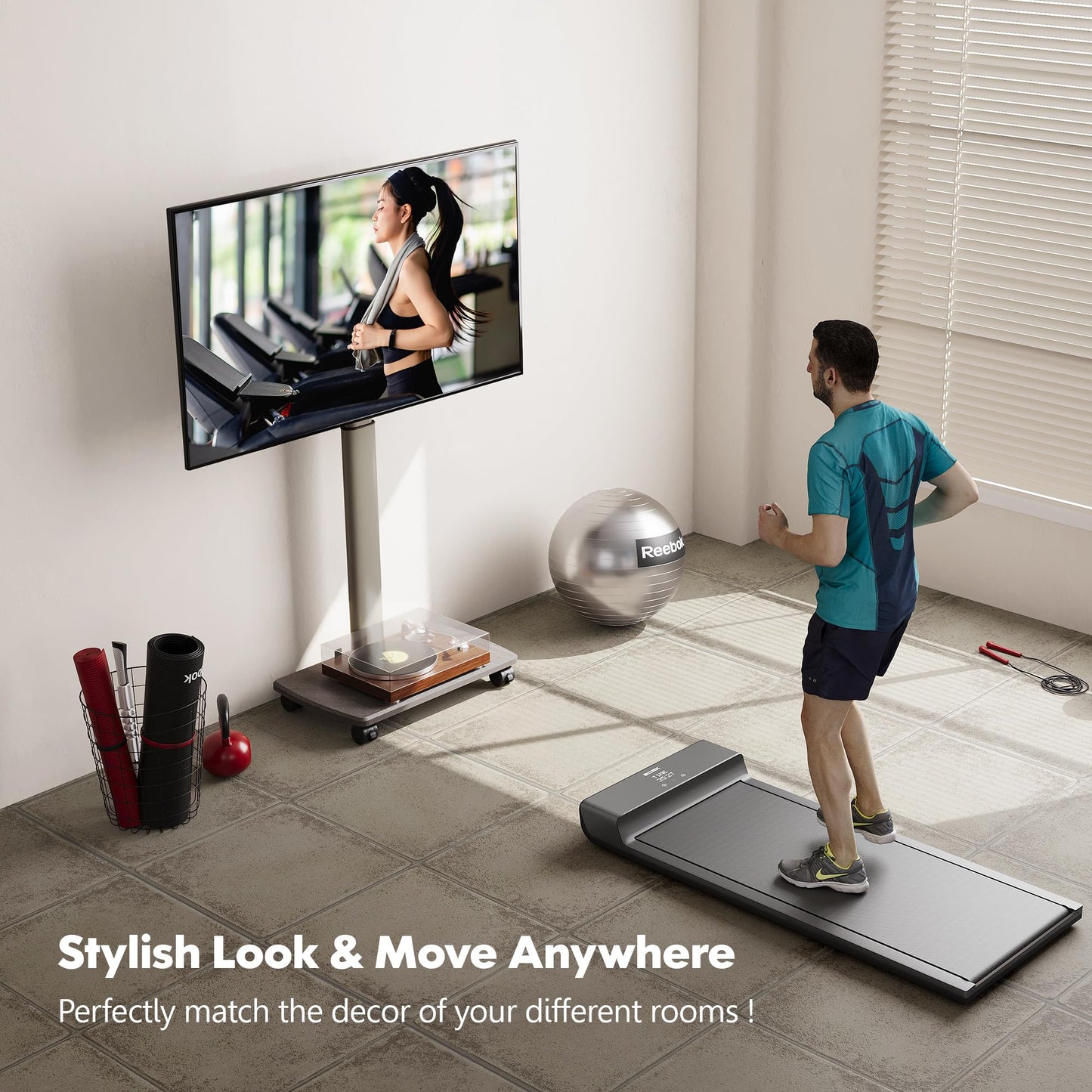 FITUEYES TV Floor Stand with Wooden Shelf TV Base TV Stand TV Stand with Wheels height adjustable swivel for 32 to 70 inch flat screen up to 40kg. Max. VESA. 400 * 600