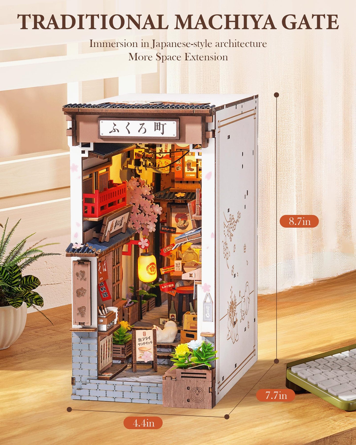 Rolife Book Nook Kit Sakura Vineyard Booknook Japanese Style Izakaya DIY Miniature House Kit for Adults to Build Christmas Birthday Gift Bookshelf Decoration Diorama Kit