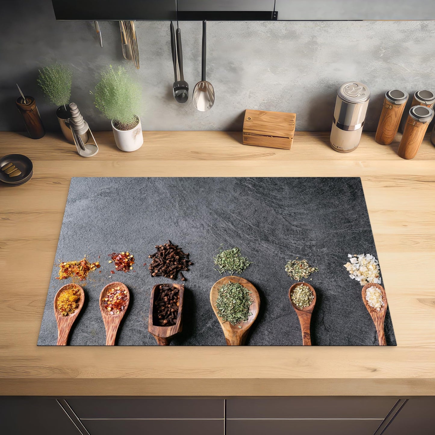 MuchoWow stove cover glass ceramic hob splash protection kitchen induction stove cover induction hob ceramic hob cover printed motif coffee 78x52