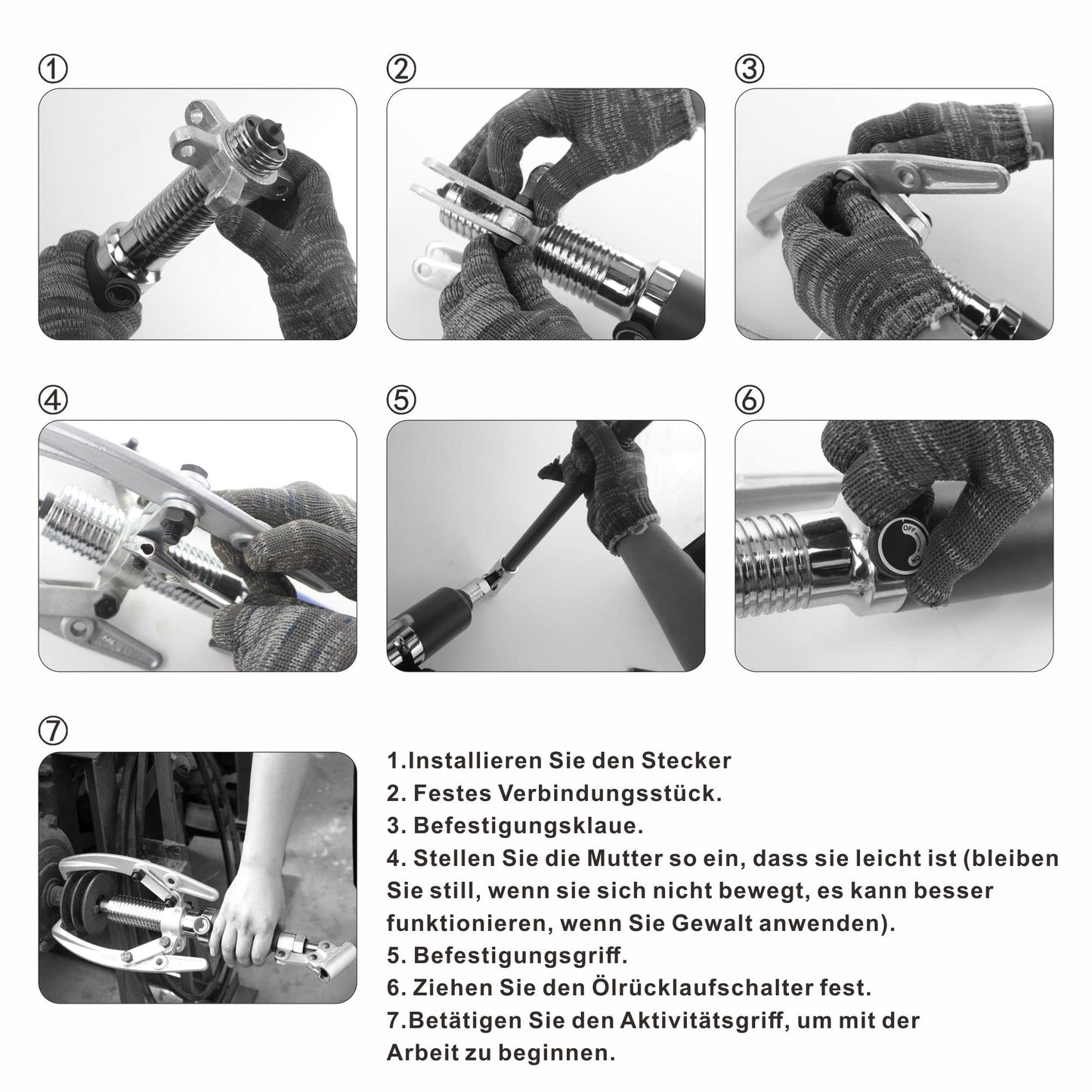 AMZCNC Hydraulic Bearing Puller Integral 10T Hydraulic Puller Kit Crankshaft Pulley Puller Suitable for Hubs/Flanges/Gears/Bearings (10 Ton Pulling Force)