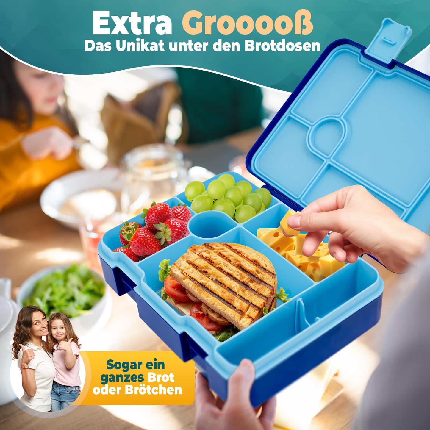 LUCKY KIDZ© lunchbox for children with compartments, Bento Box, leak-proof & BPA free, lunch box for kids, snack box, meal box, lunch boxes, lunch box, snack box, breakfast box, Bentobox